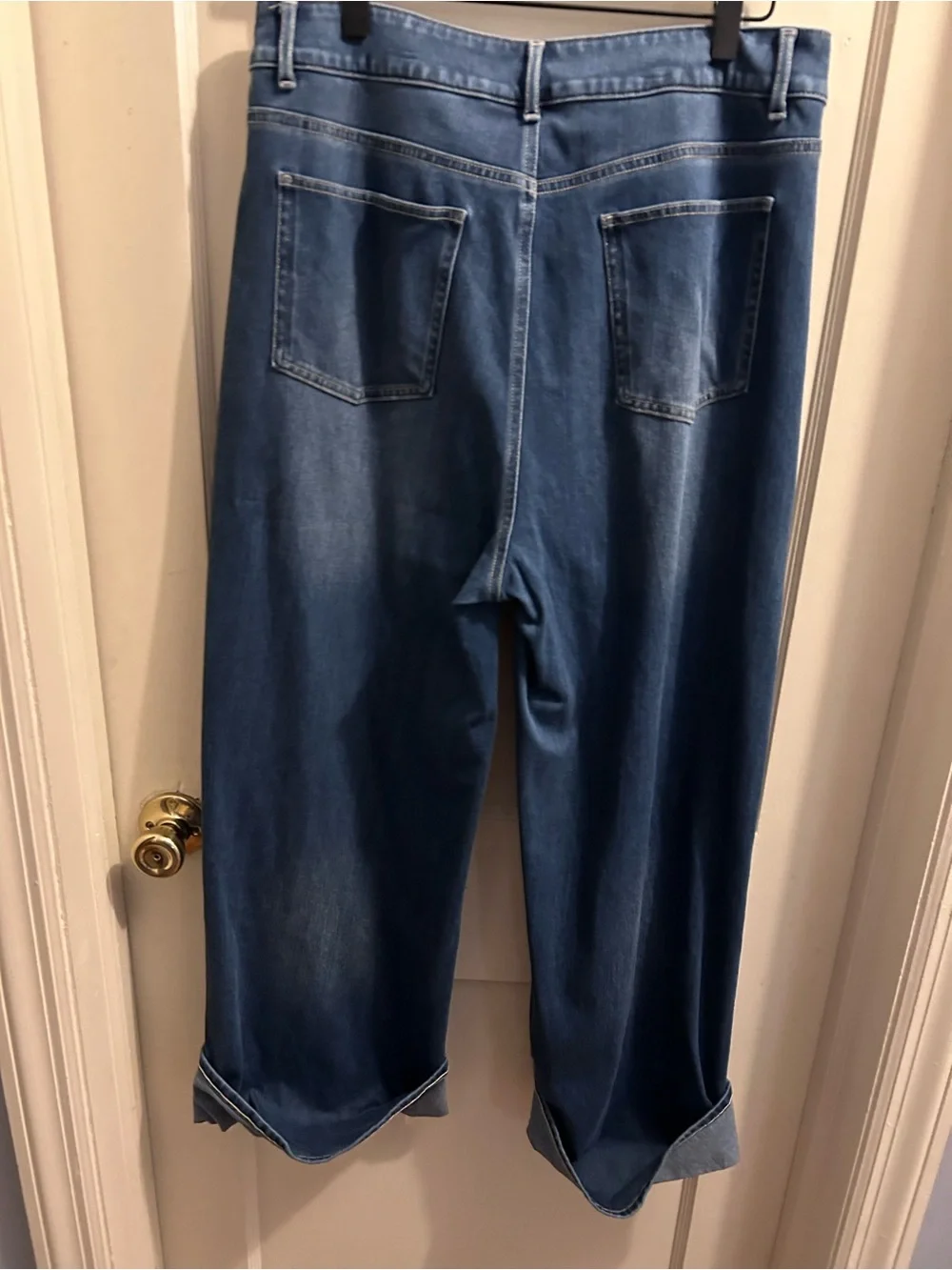 HALARA Wide-Leg Cuffed Denim Jeans in Blue Women’s Large
